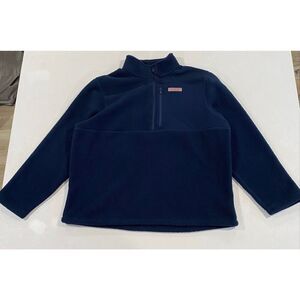Vineyard Vines Navy Sherpa Fleece Quarter Zip Pullover Women XL Cozy Jacket
